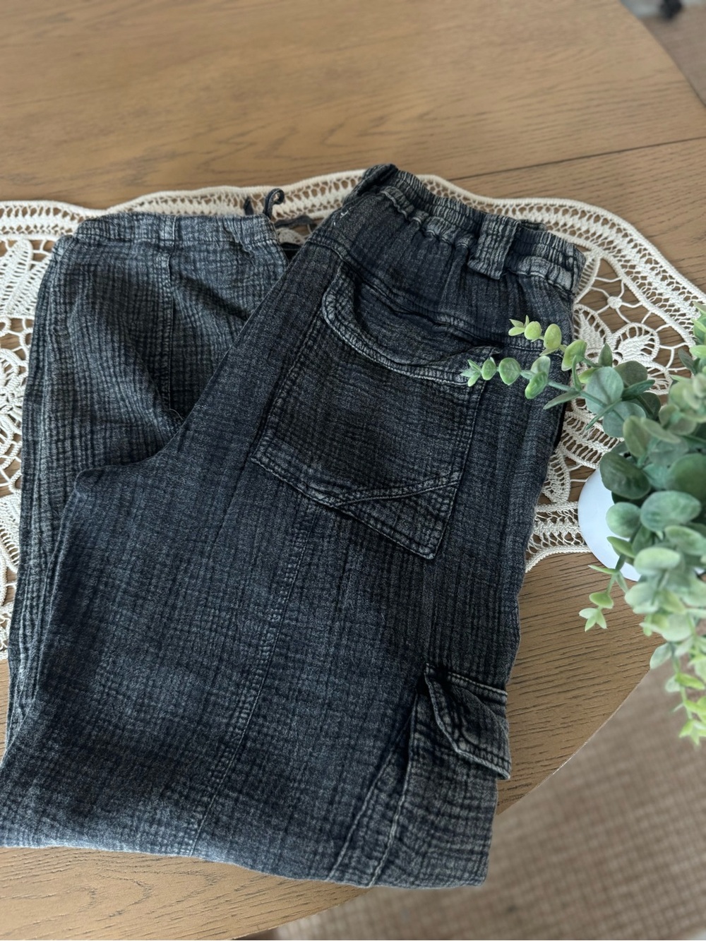 Anthropologie Washed Black Utility Jogger Pants